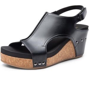 Dream Pairs Black Wedge Sandals